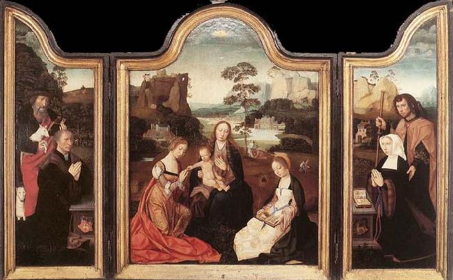 unknow artist Virgin and Child with St Catherine and St Barbara oil painting picture